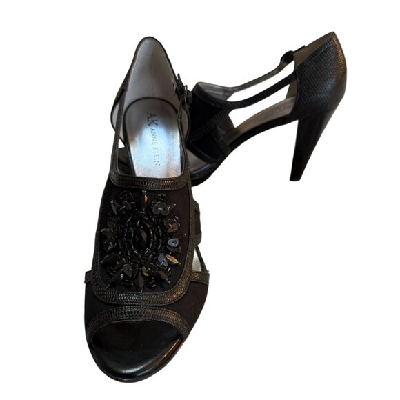 AK Anne Klein Black Fabric Evening Stiletto Heels – Size 6M - Picture 2 of 11